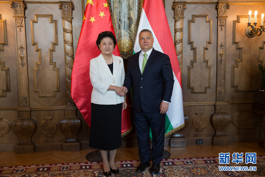 6月21日，國(guó)務(wù)院副總理劉延?xùn)|（左）在匈牙利布達(dá)佩斯國(guó)會(huì)大廈會(huì)見匈牙利總理歐爾班。 新華社發(fā)（弗爾季&middot;奧蒂洛攝）